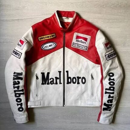 Marlboro Leather Racing Jacket Embroidered